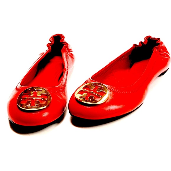 Tory Burch Lobster Red/Gold-626 Reva-Mestico Flat Ballet 12138006, Size 5.5 - Picture 5 of 16